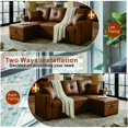 thumbnail image 5 of Convertible Sleeper Sectional Sofa with Reversible Chaise and Storage - Light Brown, 5 of 10