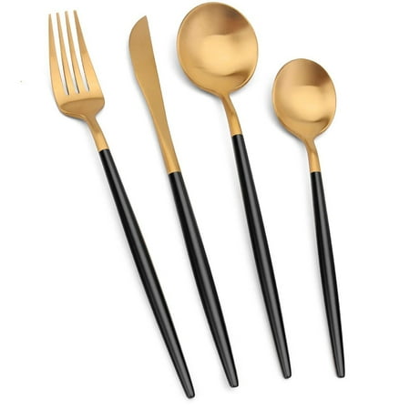 

Gold Silverware Set 4-Piece Stainless Steel Flatware Cutlery Set