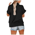 thumbnail image 4 of SXcggal Womens Pockets Short Sleeve Blouse Tops Solid Casual Short Sleeve Shirt Blouse Comfortable Casual Elegan Fashionable Women's Short Sleeve Top, 4 of 9