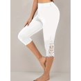 thumbnail image 4 of Pantalones Capri De Encaje De Guipur, Pantalones Delgados De Cintura Alta Sólidos Casuales, Ropa De Mujer, 4 of 4