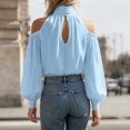thumbnail image 4 of jjayotai Womens Tops Dressy Casual Cold Shoulder Ruffle Collar Blouses Fall Fashion Shirts for Work, 4 of 6