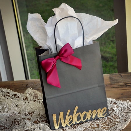 Welcome Gift Bags for Wedding (Qty 1).  Large Grey Paper Bags with Handle. Gift Bags for Guest.