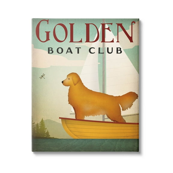 Stupell Industries Boat Club Dog Sailing Graphic Art Gallery Wrapped Canvas Print Wall Art, Design by Ryan Fowler