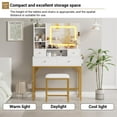 thumbnail image 4 of Makeup Vanity Desk and Stool with Mirror, Modern Vanity Table with Charging Station, 4 Drawers and 2 Open Shelves, 3 Lighting Mode Adjustable Dressing Table Set for Bedroom, Makeup Studio, 4 of 7