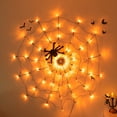thumbnail image 1 of Luces de telaraña de Halloween, 60 LED, naranjas, con araña negra, para exteriores, impermeables, para decoración de Halloween, 1 of 5