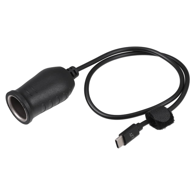 Adaptador de encendedor de cigarrillos de 12 V / Cable convertidor de encendedor de cigarrillos macho USB tipo C interior para RV para automóvil / Plástico ABS duradero 0,54 m / 1 pieza Negro