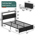 thumbnail image 3 of Full Size Bed Frame with LED Storage Headboard Shelf, Bed Metal Platform with Charging Station, Black, 3 of 9