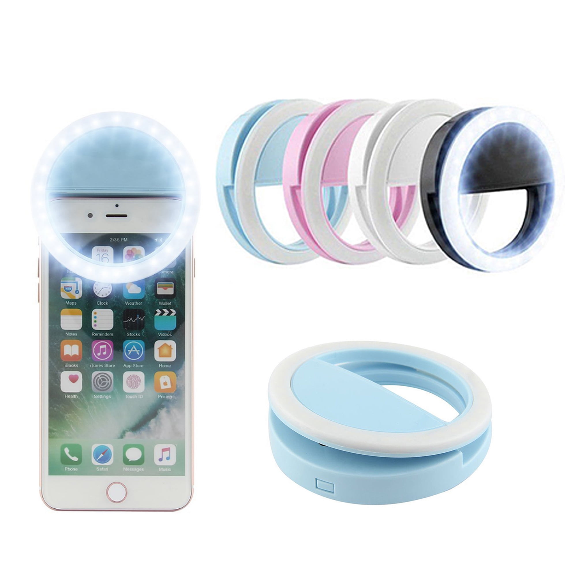 White Selfie 36 LED Ring Flash Fill Light Clip Camera For alcatel Flash 