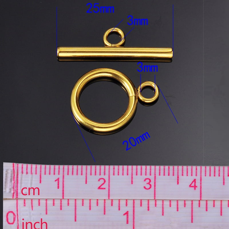 3 sets Wholesale Stainless Steel Gold Toggle Clasps Jewelry Findings 15mm Dia