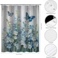 thumbnail image 2 of Rustic Shower Curtain, Blue Floral Butterfly Shower Curtain, Western Farmhouse Wooden Board Shower Curtain Set Waterproof Bath Curtain Home Bathroom Decor with 12 Hooks, 72x72 inches, 2 of 6