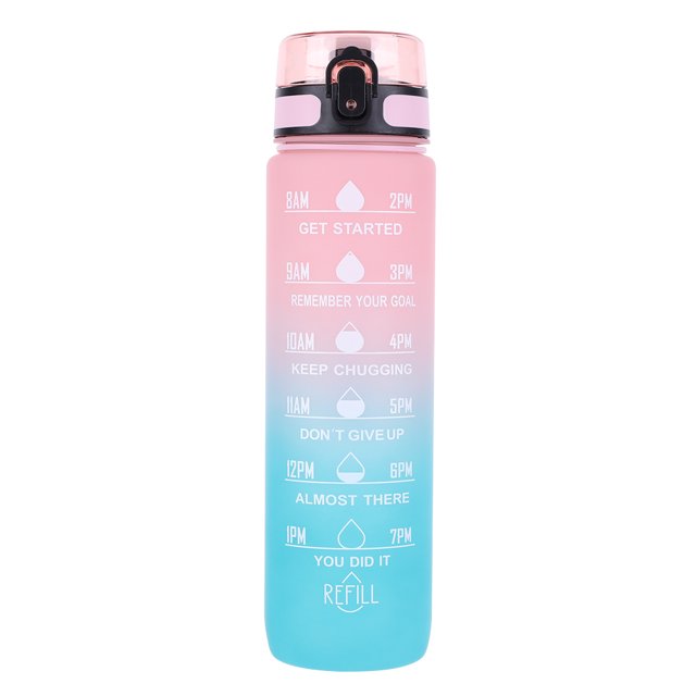 Botella Deportiva Copa Gradiente Esbelto Motivacional 1000 Ml Con Manejo Gran Capacidad para Al Aire Libre