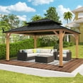 thumbnail image 2 of COOS BAY 13x15 Hardtop Gazebo Outdoor Wood Patio Gazebo Double Roof Galvanized Steel Gazebo Canopy, for Garden Patio,Patio Backyard,Deck and Lawns, 2 of 9