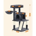thumbnail image 3 of Feandrea Cat Tree, Small Cat Tower with Widened Perch for Large Cats Indoor, Kittens, 37.8-inch Multi-Level  Condo, Scratching Posts and Ramp, 2-Door Cat Cave, Cat Basket, Smoky Gray, 3 of 5