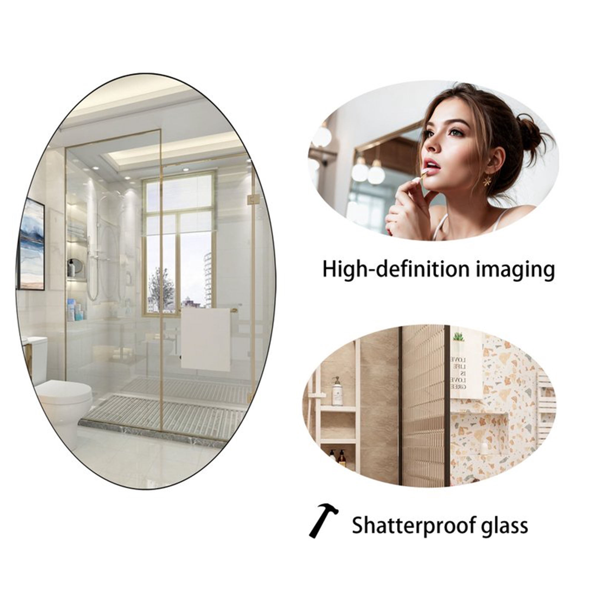 Facilehome 25.1" x 14.8" Oval Wall Mirror for Bathroom, Perfect New Year Gift,Whiter