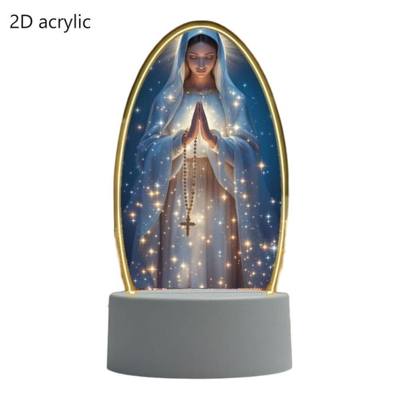 Virgin Mary Prayer Lamp, USB-Powered Warm LED Night Light, Catholic Table Decor Sacred Guadalupe Statue Light, Religious Gift for Home, Altar & Birthday