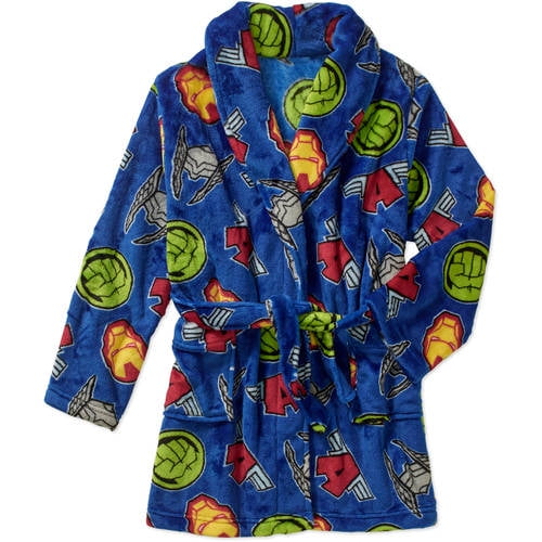Kids Fleece Dressing Gowns with Superhero Hulk Captain America MARVEL Avengers Dressing Gown for Boys Super Soft Children Robes Comics Gifts for Boys Teens 