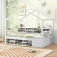 thumbnail image 2 of Spaco Twin Size House Bed with Roof with 14 Storage Cubes and Enclosed Cabinet, Simple Bed Frame for Indoor as Bedroom, White, 2 of 9