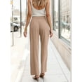 thumbnail image 4 of GIRUNS Women's Casual Wide Leg Pants High Waisted Button Loose Pants with Pockets Business Trousers Light khaki XL, 4 of 6