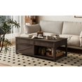 thumbnail image 4 of Lift-Top Coffee Table with Hidden Storage and Open Shelf - Antique Brown, 4 of 10