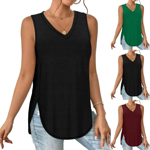 AKAFMK Summer Maternity Clothes,Women's Maternity Nursing Tank Tops,Nursing Maternity Top,Womens Tank Summer Solid Sleeveless V Neck Slitted Casual Blouse Tops Pregnant Woman Casual Clothe Top