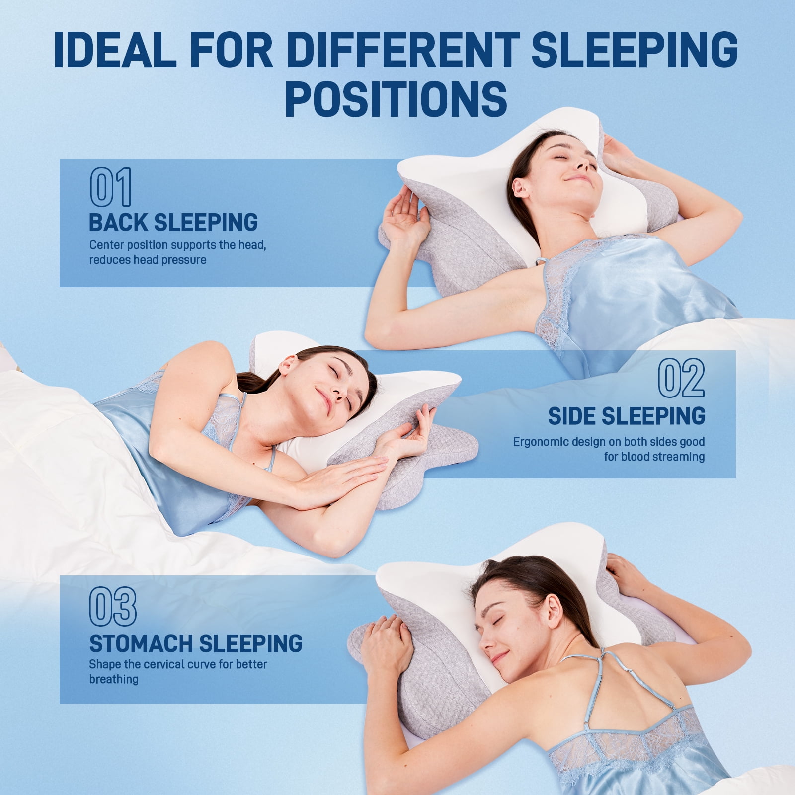 Cervical Neck Pillow for Sleeping, Cervical Pillow for Neck Pain Relief,  Hollow Design, Memory Foam Cervical Neck Pillow, Cooling Pillow for Neck Support, Adjustable, Cozy Sleeping, Odorles