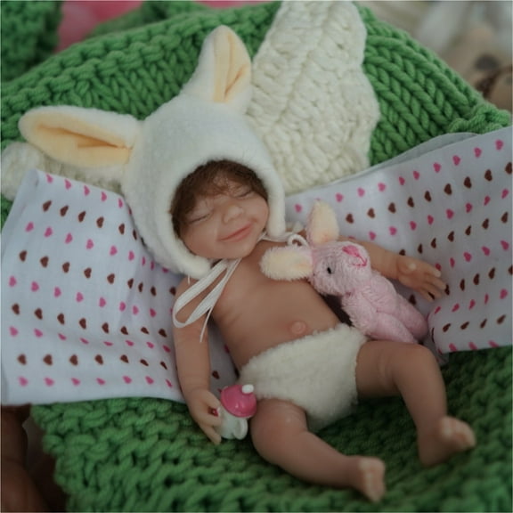 6 Inch Smiling Angel Doll Soft Solid Silicone Rebirth Doll April Shower-Changing Gifts