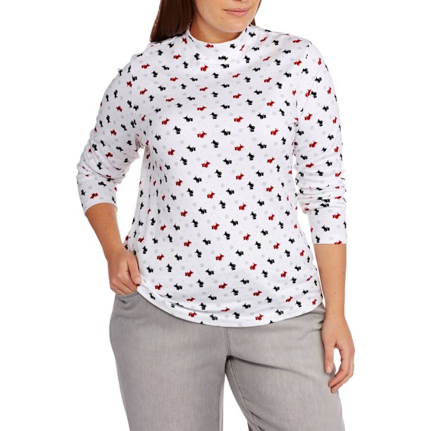 Women's PlusSize Long Sleeve Mock Neck Top