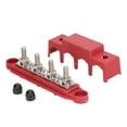 thumbnail image 3 of Barra colectora de bloque de distribución de energía, barra colectora de bloque de distribución de energía de 4 postes con tapa Pernos de terminal M8 Clasificación de 250 amperios(rojo), 3 of 5