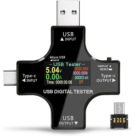 Testeurs de compteur d'alimentation USB, testeur USB multifonctionnel 2 en  1 de type C, multimètre numérique LCD, tension, courant, puissance
