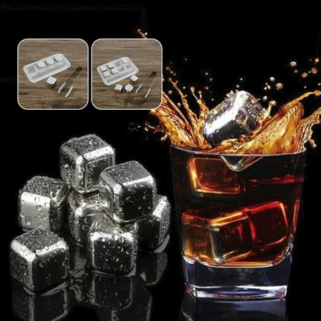 

Kyoffiie Stainless Steel Ice Cube Set for Whisky Chilling Stone Drink Chilling Ice Rocks Wine Cooler Cubes