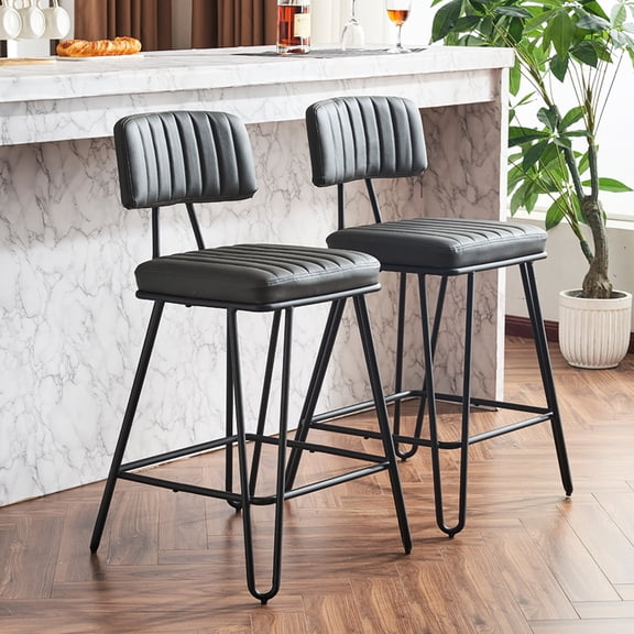 Industrial Style Bar Stools Set of 2 / Easy Assembly for Home Use