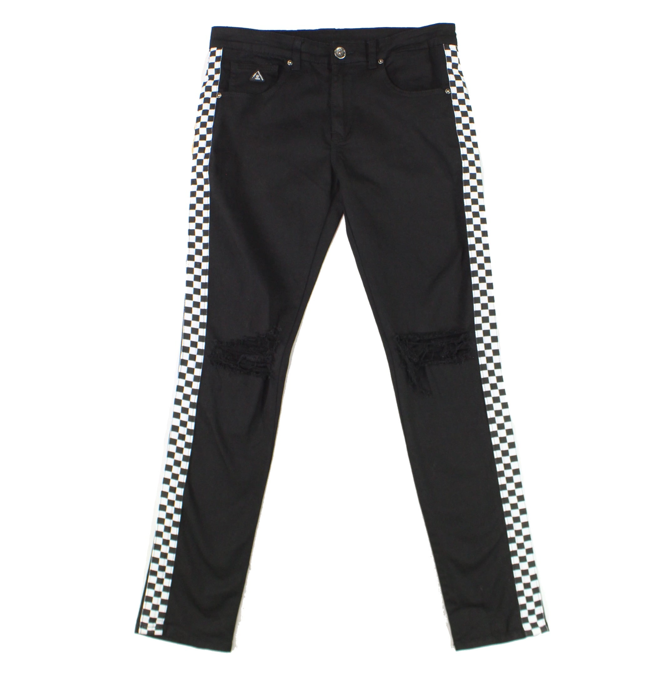 ripped checkered jeans