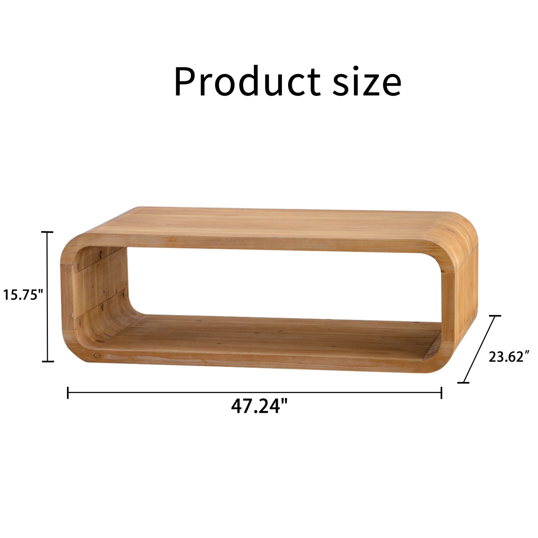 Noble House Dyani 47" Elegant Curved Coffee Table with Open Storage Shelf, for Contemporary Living Room, Natural Wood