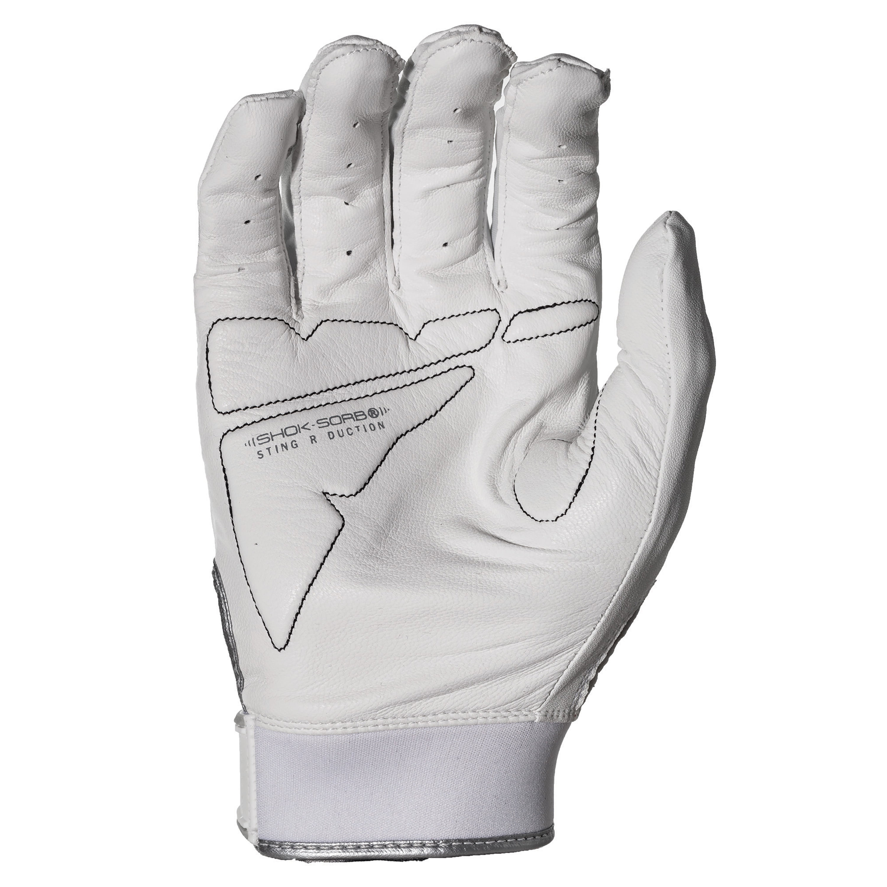 Franklin Sports Shok-Sorb X Batting Gloves - White/White - Adult Medium
