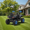 thumbnail image 3 of 12V Electric Ride On Car for 3-8 Years, 2 * 45W Motor, Remote Control, LED Lights, Music Player & Emergency Brake, Battery PoweRed Cars,Blue, 3 of 7
