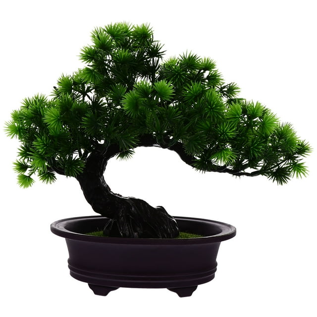 Planta de pino artificial en maceta, bonsái en maceta, decoración de mesa para el hogar y la oficina.