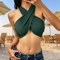 thumbnail image 3 of Sleeveless Halter Criss Cross Tank Crop Tops for Women Self Tie Wrap Backless Camisole Tanks, 3 of 5