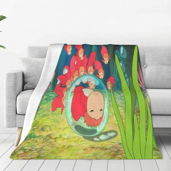 Ponyo Super Soft Blanket Cute Blanket All Season Flannel Fleece Blanket for Bed Living Room Bedroom for Kids Adult Gift 40"x30"