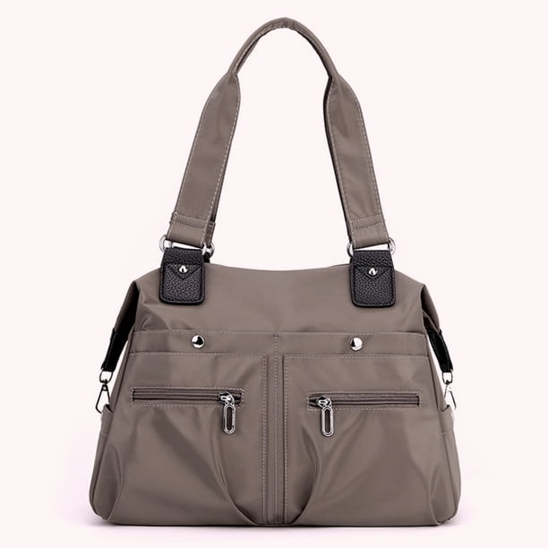 Bolsas de hombro para mamá, bolso de viaje informal de gran capacidad, nailon para el trabajo (marrón)