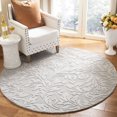 thumbnail image 2 of SAFAVIEH Impressions Emmalyn Textured Floral Wool Area Rug, Grey, 5' x 5' Round, 2 of 8