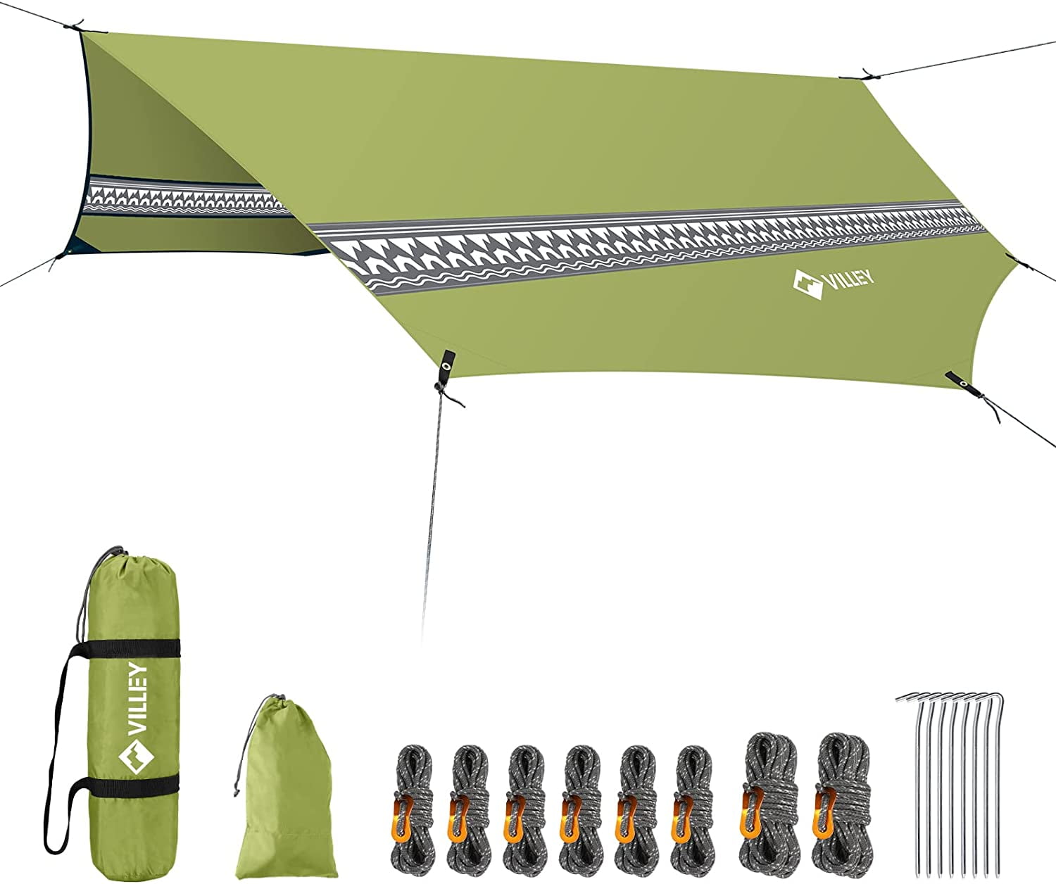 VILLEY Waterproof Camping Tarp, Hammock Tent Rain Fly Octagonal Tarp