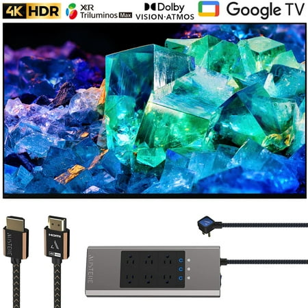 Sony XR65A95K 65" BRAVIA XR A95K 4K HDR OLED TV with Smart TV (2022 Model) Bundle with Austere 1.5m 4K HDR HDMI Cable and 5-Series 6 Outlet Surge Protector