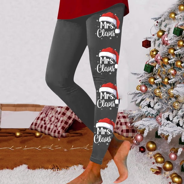 MKLEKYY Leggings para mujer, leggings con estampado navideño festivo para mujer, pantalones de yoga de cintura alta, mallas deportivas cómodas para fitness y entrenamiento