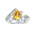 thumbnail image 1 of RYLOS Rings for Women 14K White Gold Greek Key Designer Ring 9X7MM Gemstone & Diamond Ring November Citrine Jewelry  Size 6, 1 of 7