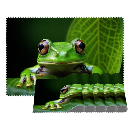 

Placemats Set of 1 Non Slip Washable Table Placemats Animalgreen Leaf Frog