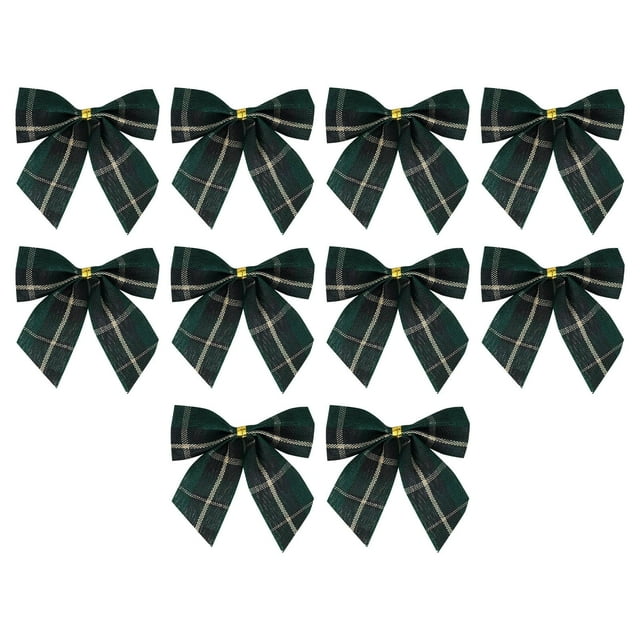 10PCS Christmas Fabric Bows, Various Styles, Lightweight, Reusable, Tree Garland/Table/Wreath Decoration, Holiday Gift for Friends/Family