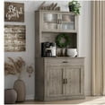 thumbnail image 3 of Juiluna Kitchen Pantry Cabinet with Microwave Stand, 71”Freestanding Tall Kitchen Cabinet with Doors and Shelves for Dining Room, Rustic Gray, 3 of 6