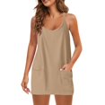 thumbnail image 1 of Robe Décontractée pour Femmes Robe Unie Mode Décontractée Double Poche Robe à Bretelles Vêtements pour Femmes Adultes Kaki Taille TTG, 1 of 7