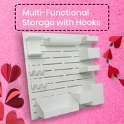 Everything Mary Multi-Functional Wall Organizer with Hooks & Trays, White