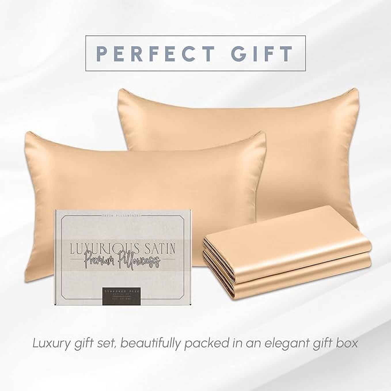 6 Pieces Pillowcase Set with Hidden Zipper closure, Standard/Queen, Champagne